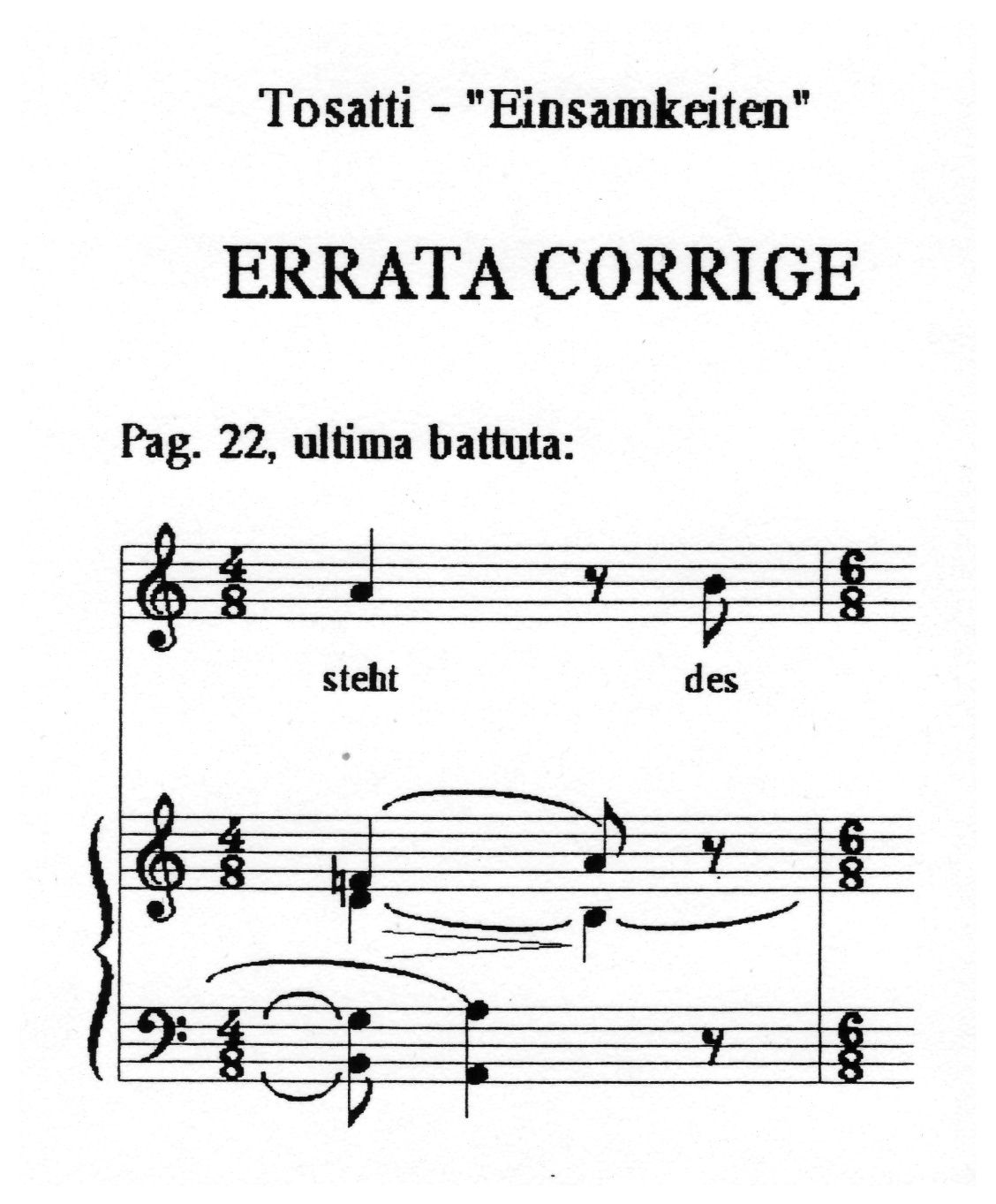 Vieri Tosatti - Einsamkeiten - Errata corrige